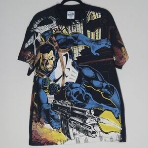 The Punisher T-Shirt Mens L Single Stitch AOP Modern Boot Marvel Comics